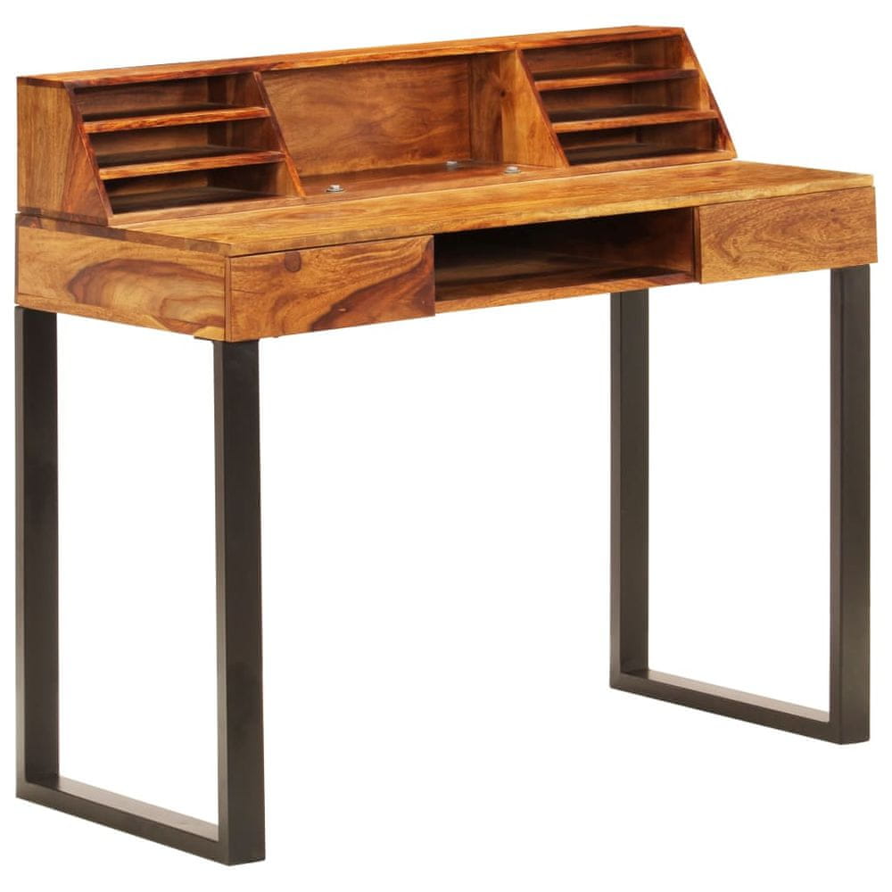 Petromila vidaXL Stôl 110x50x94 cm masívne sheeshamové drevo a oceľ